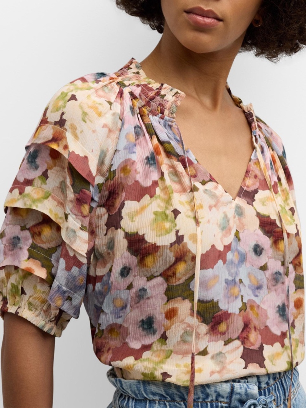 Rails Paris Painted Floral Blouse M